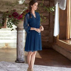 Sundance Time After Time Dress - Indigo Blue, Crochet Detail, Size 10